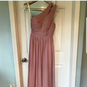 Dusty rose floor length chiffon dress